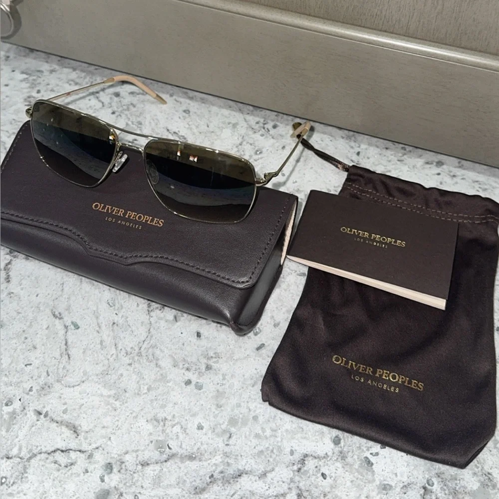 OLIVER PEOPLES Clifton 5035/85 Rectangle Sunglasses Gold Frame NEW AUTHENTIC - Picture 3 of 14